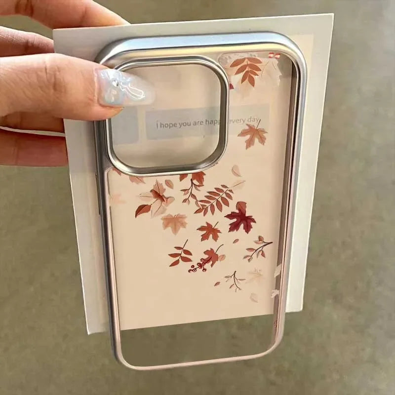 Autumn Simple Maple Leaves Phone Case For iPhone 17 16 15 14 13 12 11 Pro MAX 16E X XR XS XSMAX 7 8 Plus Y2K Clear Soft Cover