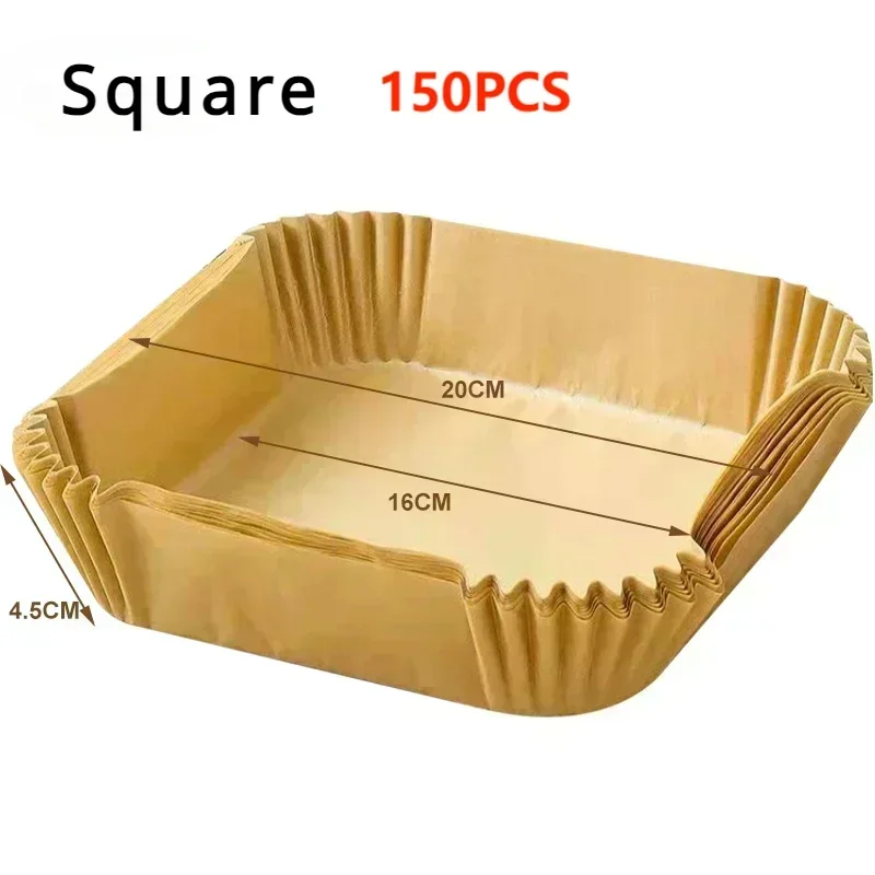 50Pcs Disposable Air Fryer Paper Oil Absorbing And Anti Oil Paper Tray Non Stick Baking Pad Large Toughness Square