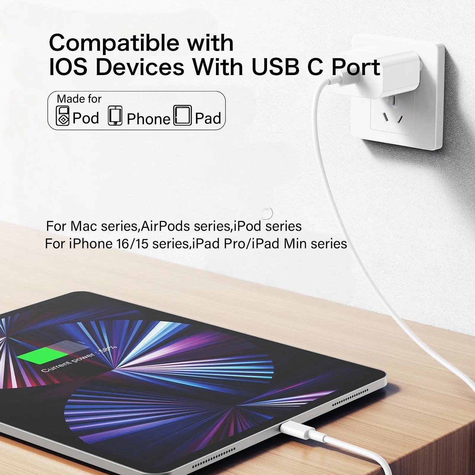 Original PD60W For iPhone 16 15 Pro Max iPad USB-C to USB C Fast Charger Cable For Xiaomi Samsung Google Honor Type C cord 1 2 m