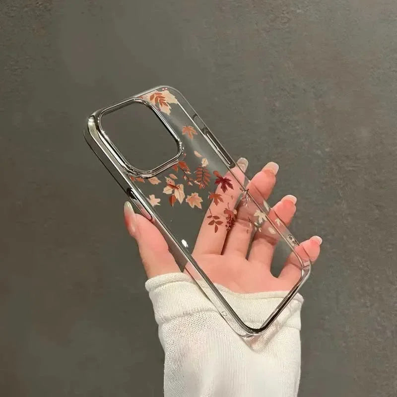 Autumn Simple Maple Leaves Phone Case For iPhone 17 16 15 14 13 12 11 Pro MAX 16E X XR XS XSMAX 7 8 Plus Y2K Clear Soft Cover