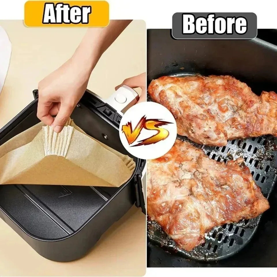 50pcs/set Disposable Air Fryer Paper Liner Oil-proof Water-proof Airfryer Disposable Cooking Paper Trays Baking Paper