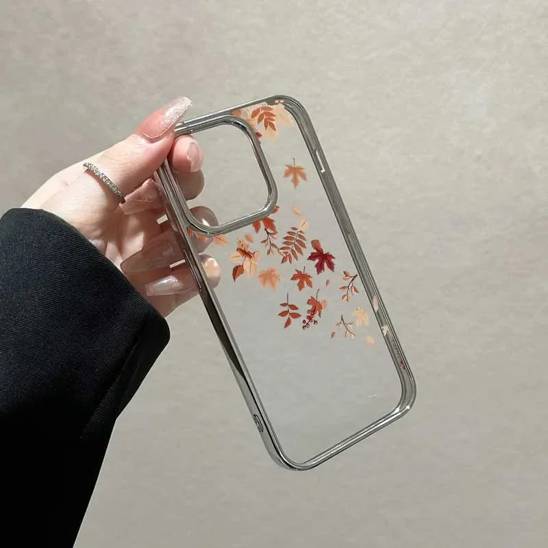 Autumn Simple Maple Leaves Phone Case For iPhone 17 16 15 14 13 12 11 Pro MAX 16E X XR XS XSMAX 7 8 Plus Y2K Clear Soft Cover