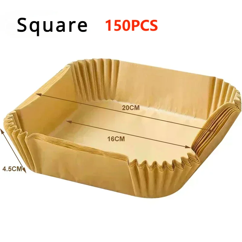 50Pcs Disposable Air Fryer Paper Oil Absorbing And Anti Oil Paper Tray Non Stick Baking Pad Large Toughness Square